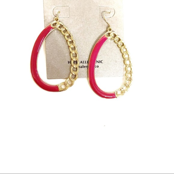 Chainlink Hoop Dangle Earrings Pink Gold NWT - Picture 1 of 5